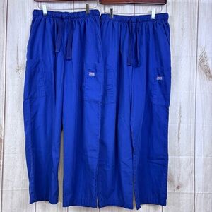 Cherokee Workwear Men's Scrubs Pants Drawstring Cargo Medical Set of 2 Navy Sz M